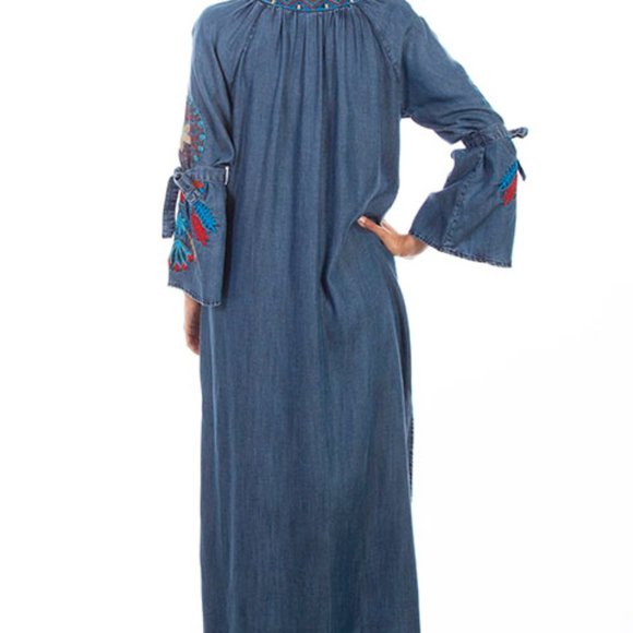 Women's Honey Creek Denim Duster with Southwest Inspired Designs-Size XL - Picture 2 of 2